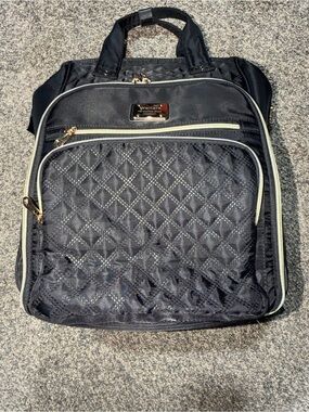 Quilted Black Backpack Tote with Gold Accents